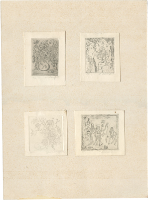 Макарова Ирина Васильевна. Лот из четырех офортов, закрепленных на одном паспарту